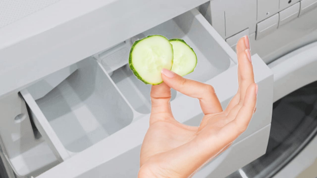 PUT 2 SLICES OF CUCUMBER IN THE WASHING MACHINE COMPARTMENT: YOU SAVE AT THE END OF THE MONTH